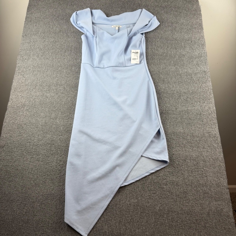 Charlotte Russe Cocktail Dress Women's XS Light Blue Off Shoulder Asymmetrical